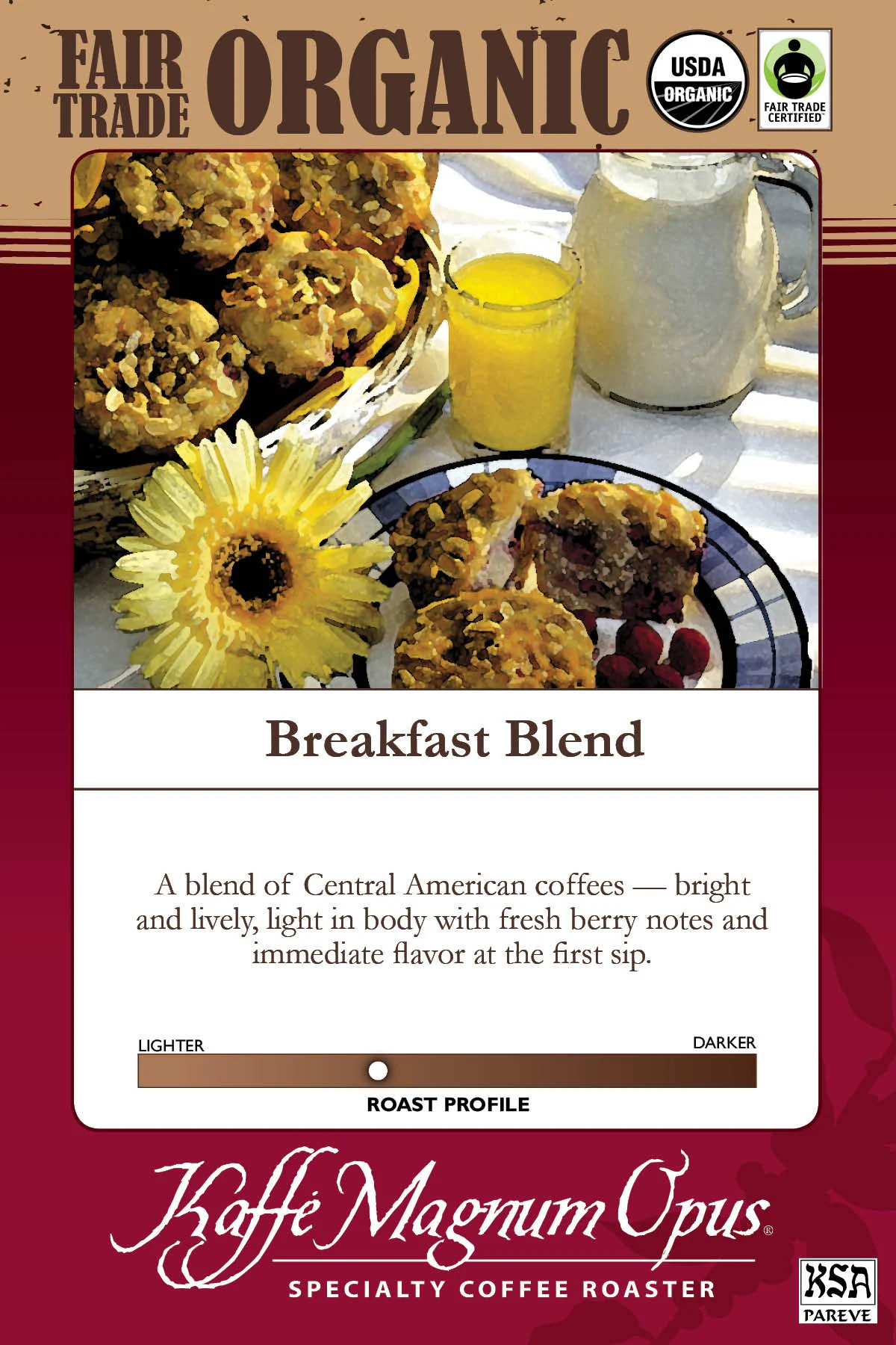 Coffee, Ground, Breakfast Blend, Portion,72 - 2.5 OUNCE