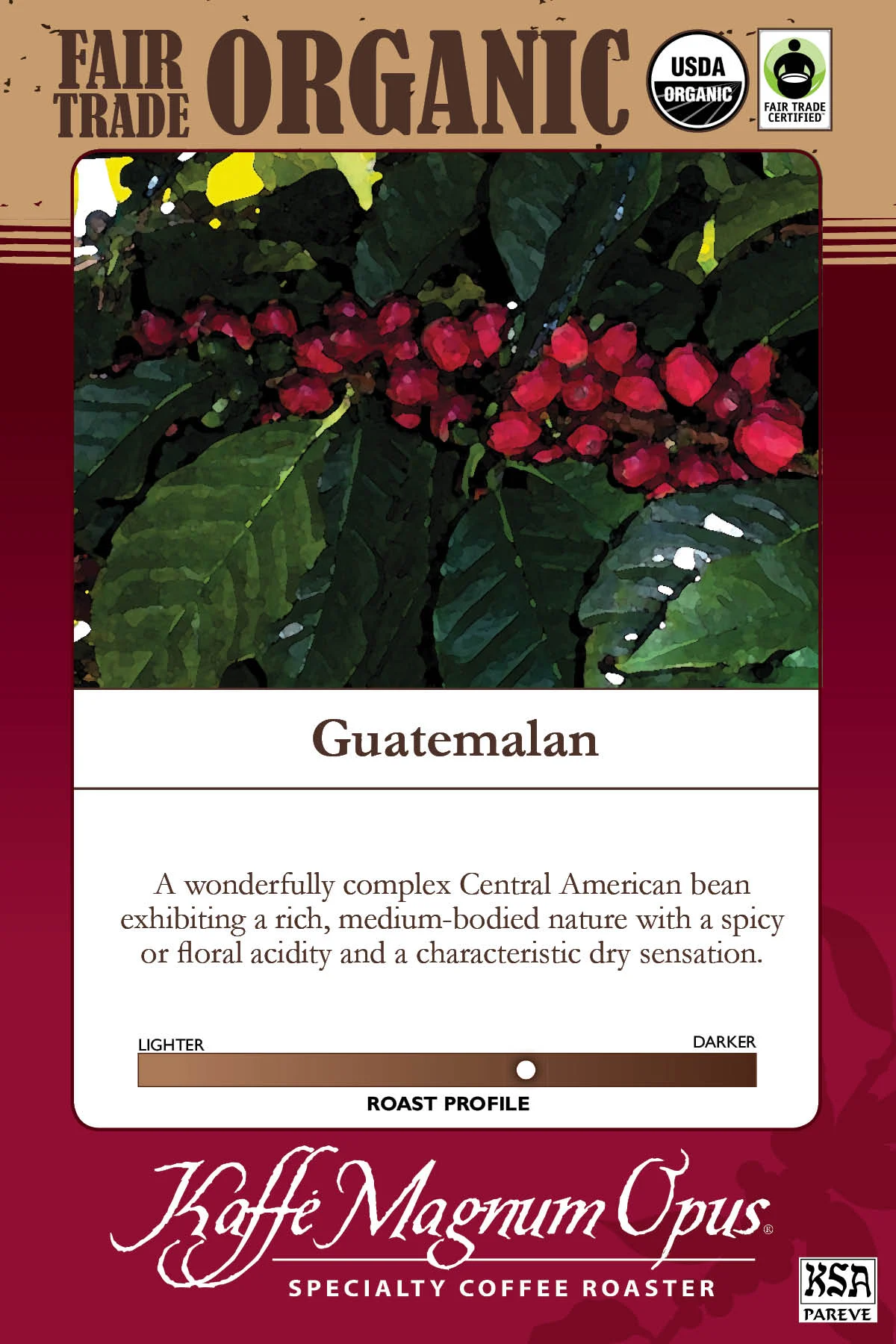 Coffee, Whole Bean, Guatemalan,2 - 5 POUND