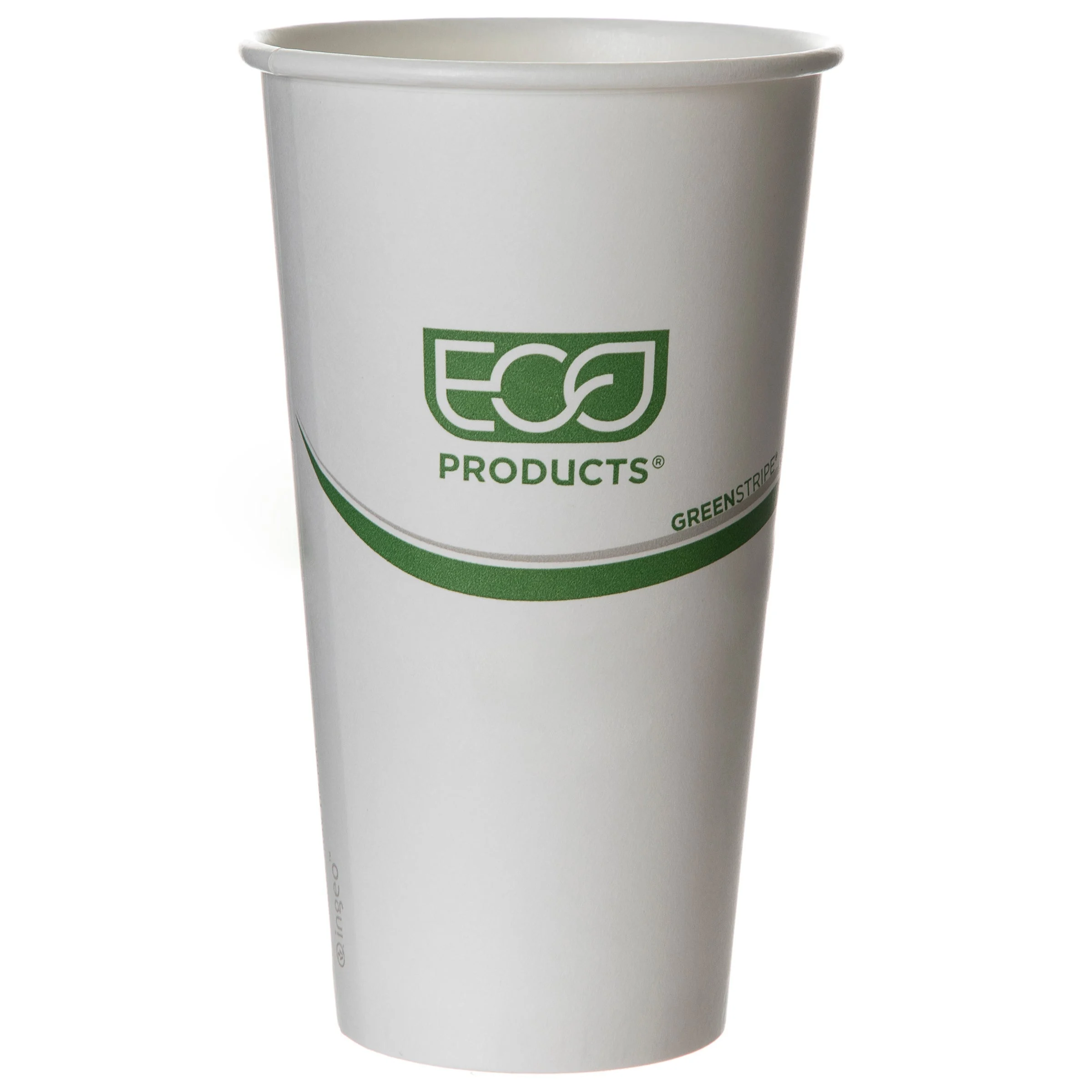 Cups, Hot, 20 Ounce, Paper, White with Green Stripe, Compostable, 20 Ounce,20 - 50 COUNT