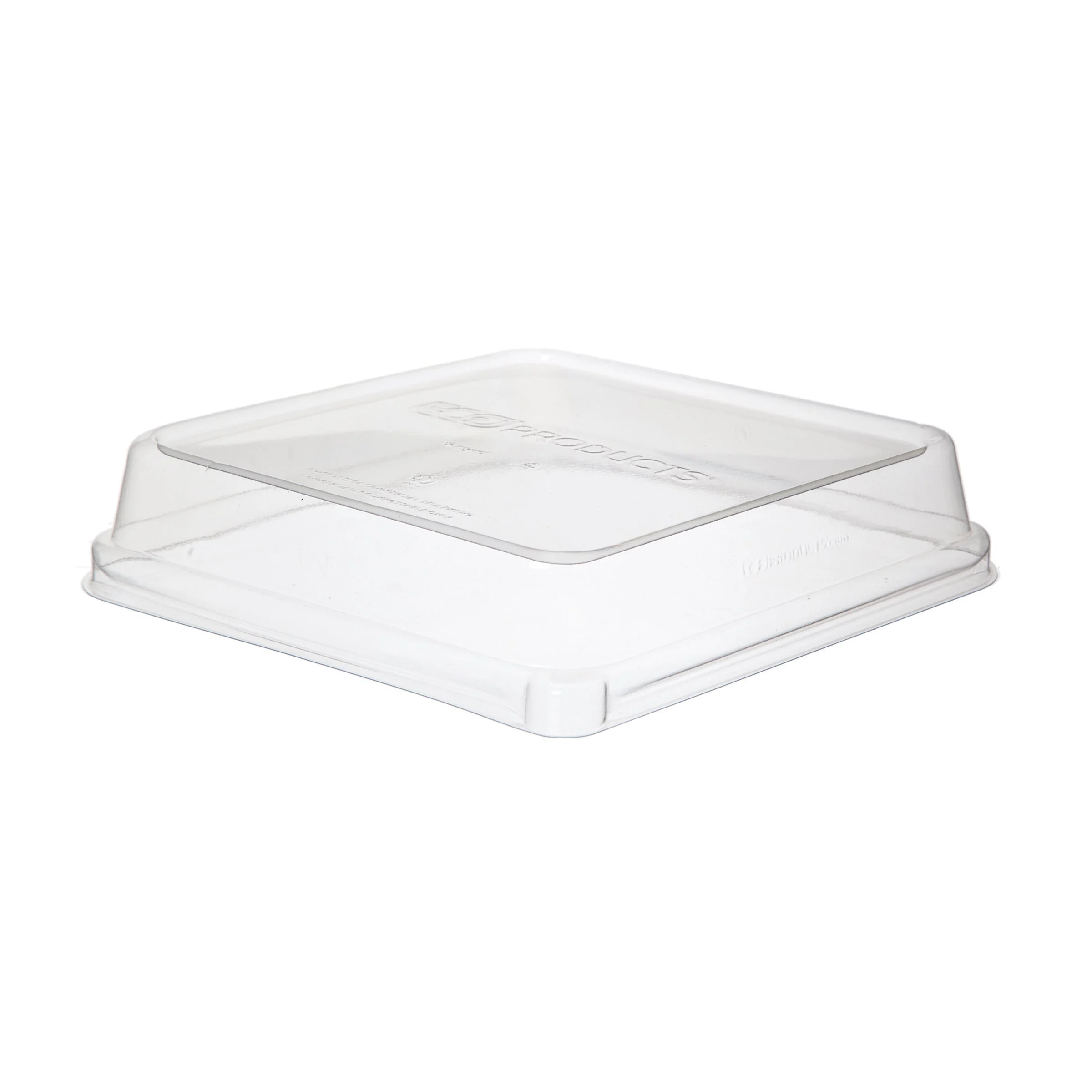 Lids, Shallow Dome, 8 Inch, Plastic, Clear, Square, for 8 Inch Square Sugarcane Container, Renewable & Compostable,4 - 50 COUNT
