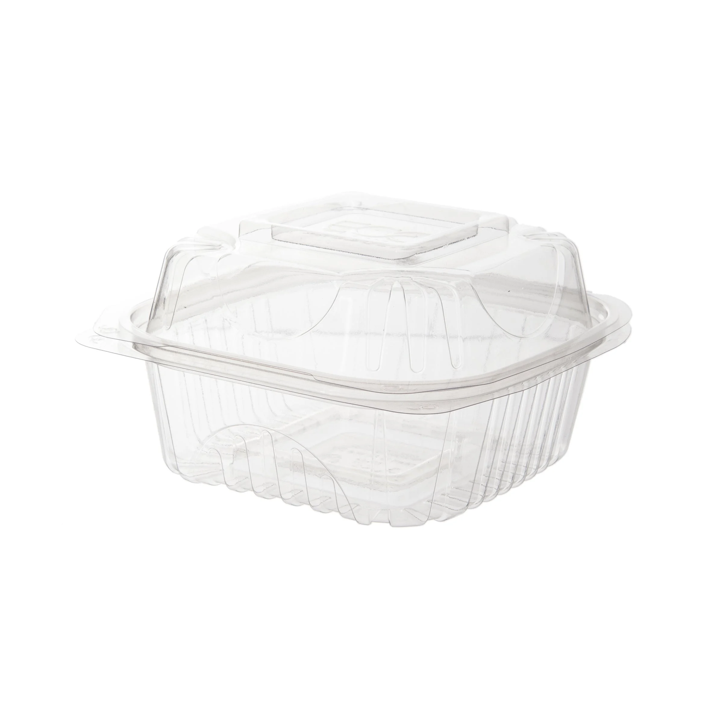 Container, Clamshell, 6 x 6 x 3 Inch, Plastic, Clear, Square, Hinged, PLA,3 - 80 COUNT