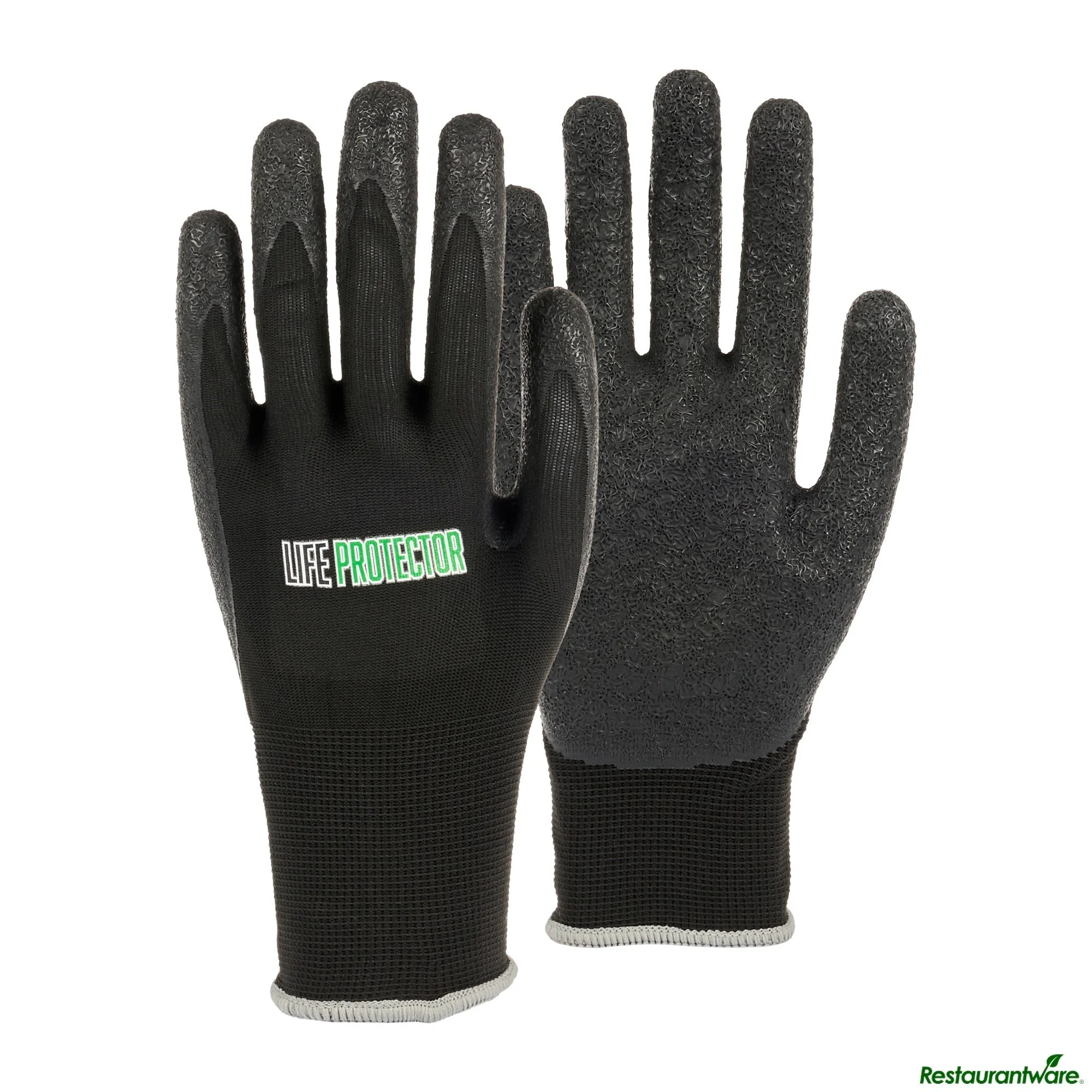 Gloves, Work, Life Protector X-Large, Nylon, Textured Latex Coated Palm, Black,10 - 2 PIECE