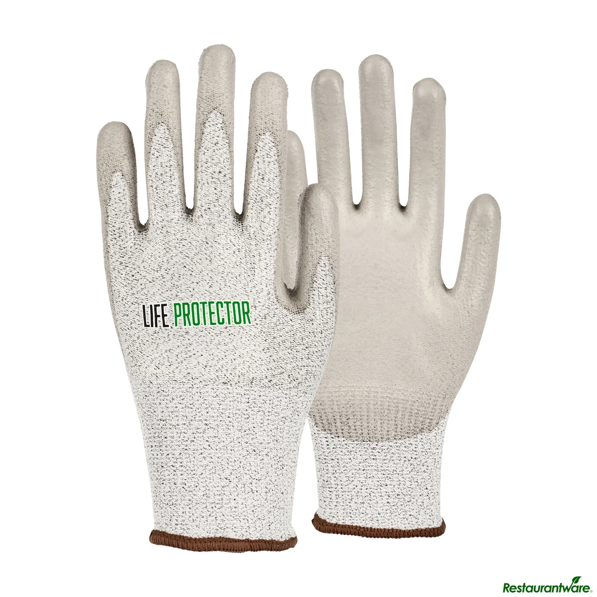 Gloves, Work, Life Protector Large, Cut-Resistant, HPPE Polyester & Spandex, Polyurethane Coated Palm, Gray,10 - 2 PIECE