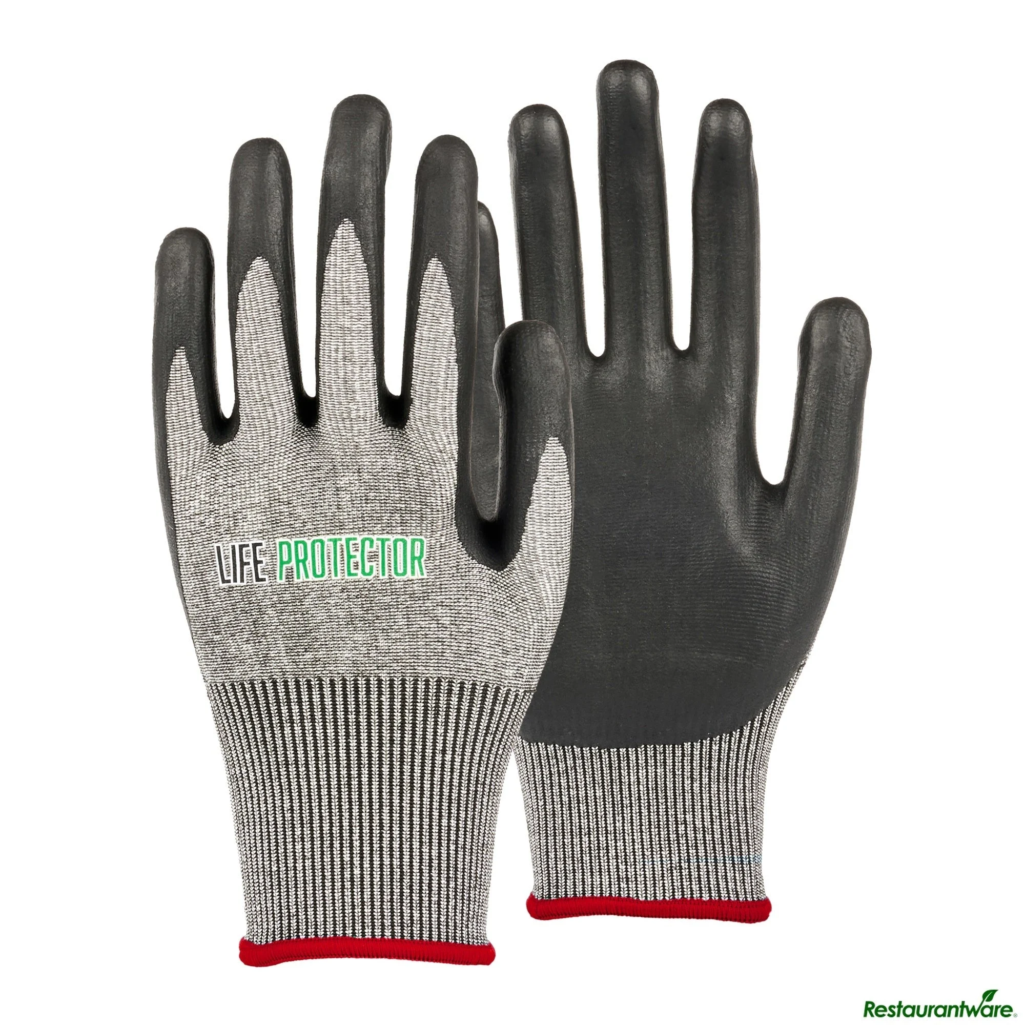 Gloves, Work, Life Protector Small, Cut-Resistant, HPPE Polyester & Spandex, Thin Nitrile Foam Coated Palm, Gray,10 - 2 PIECE