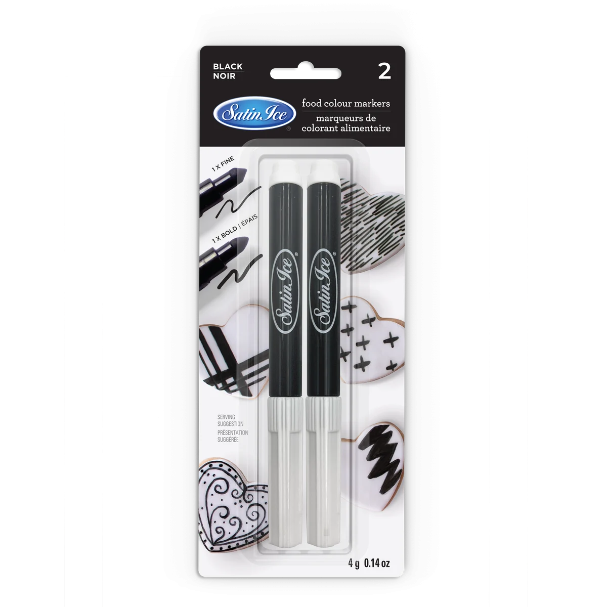 Markers, Food Color, Black, Bold & Fine Tip,1 - 0.14 OUNCE