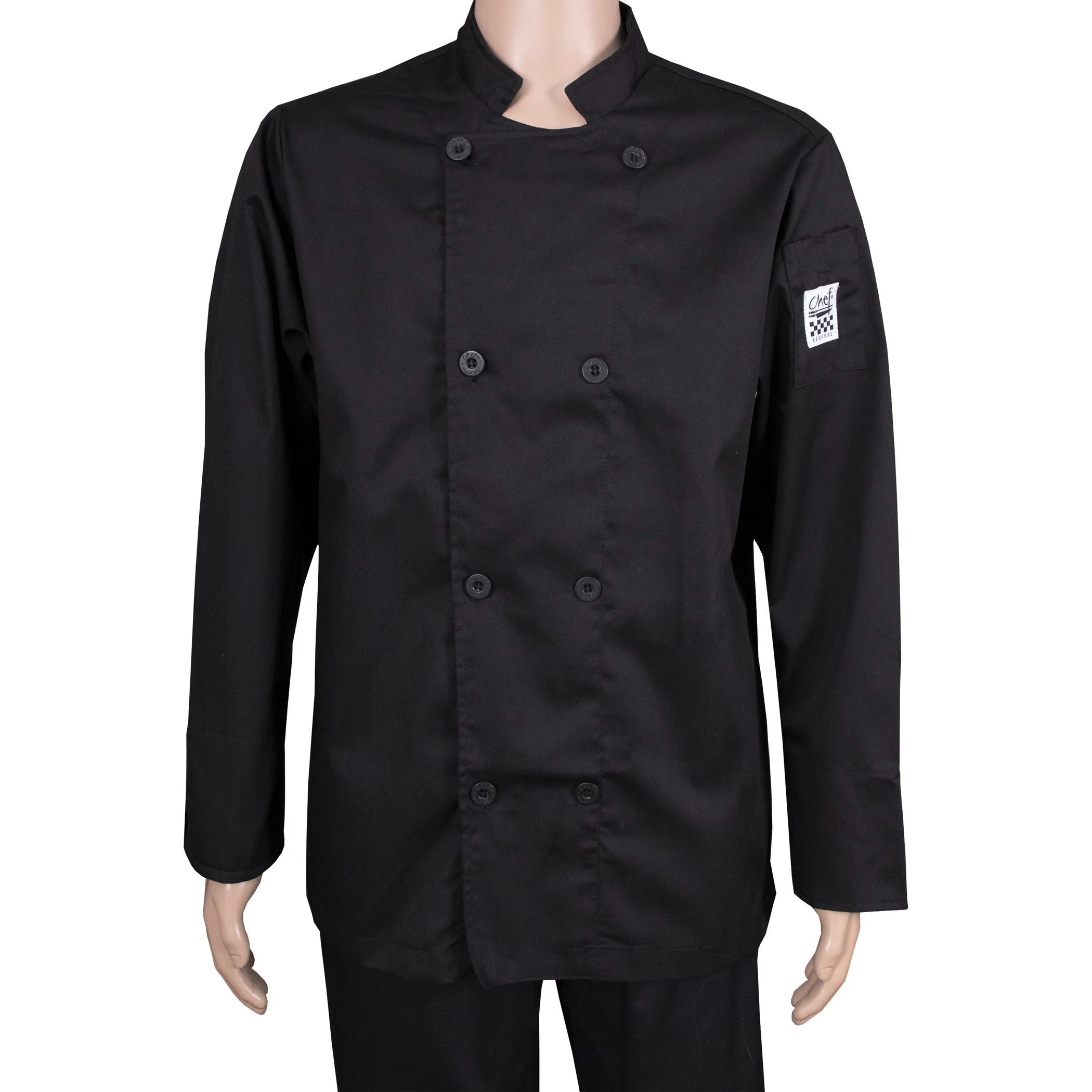 Jacket, Chef, Long-Sleeve, Basic, Black, Medium, Poly/Cotton Blend,1 - 1 EACH