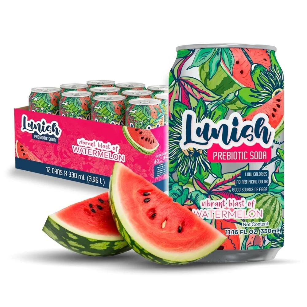 Soft Drink, Prebiotic, Watermelon, Single-Serve Can,12 - 330 ML