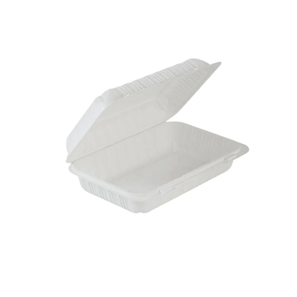 Container, 9 x 6 Inch, Microwaveable Plastic, White, Rectangle, Hinged, Vented, MFPP,200 - 1 COUNT