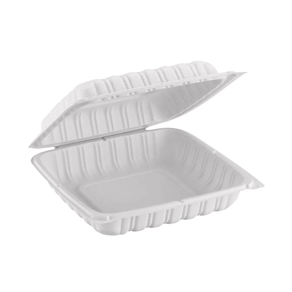 Container, 9 x 9 Inch, Plastic, White, Clamshell, MFPP,150 - 1 COUNT