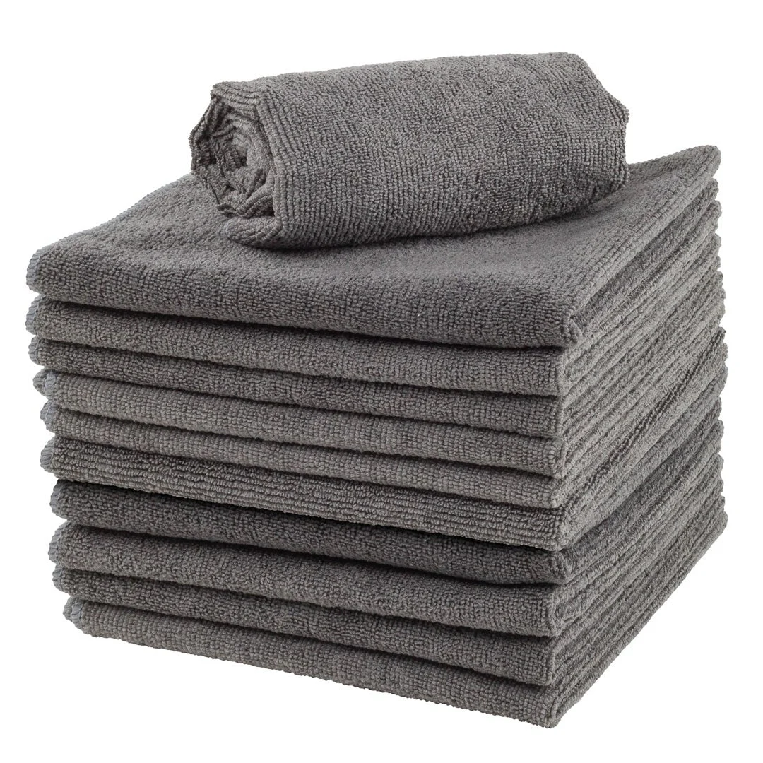 Wipers, Microfiber, Gray, 16 x 16 Inch,1 - 10 COUNT