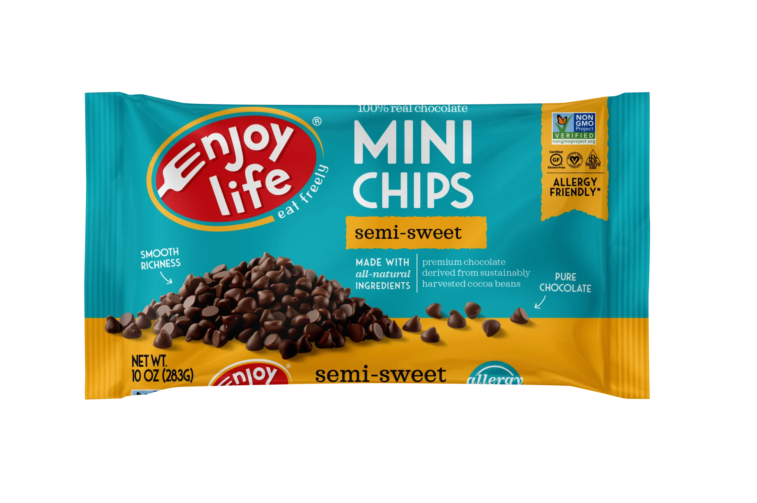 Semi Sweet Chocolate Chips Free Of Dairy Nuts And Soy Made From All Natural Premium Ing 10 Ounce Size - 12 Per Case.