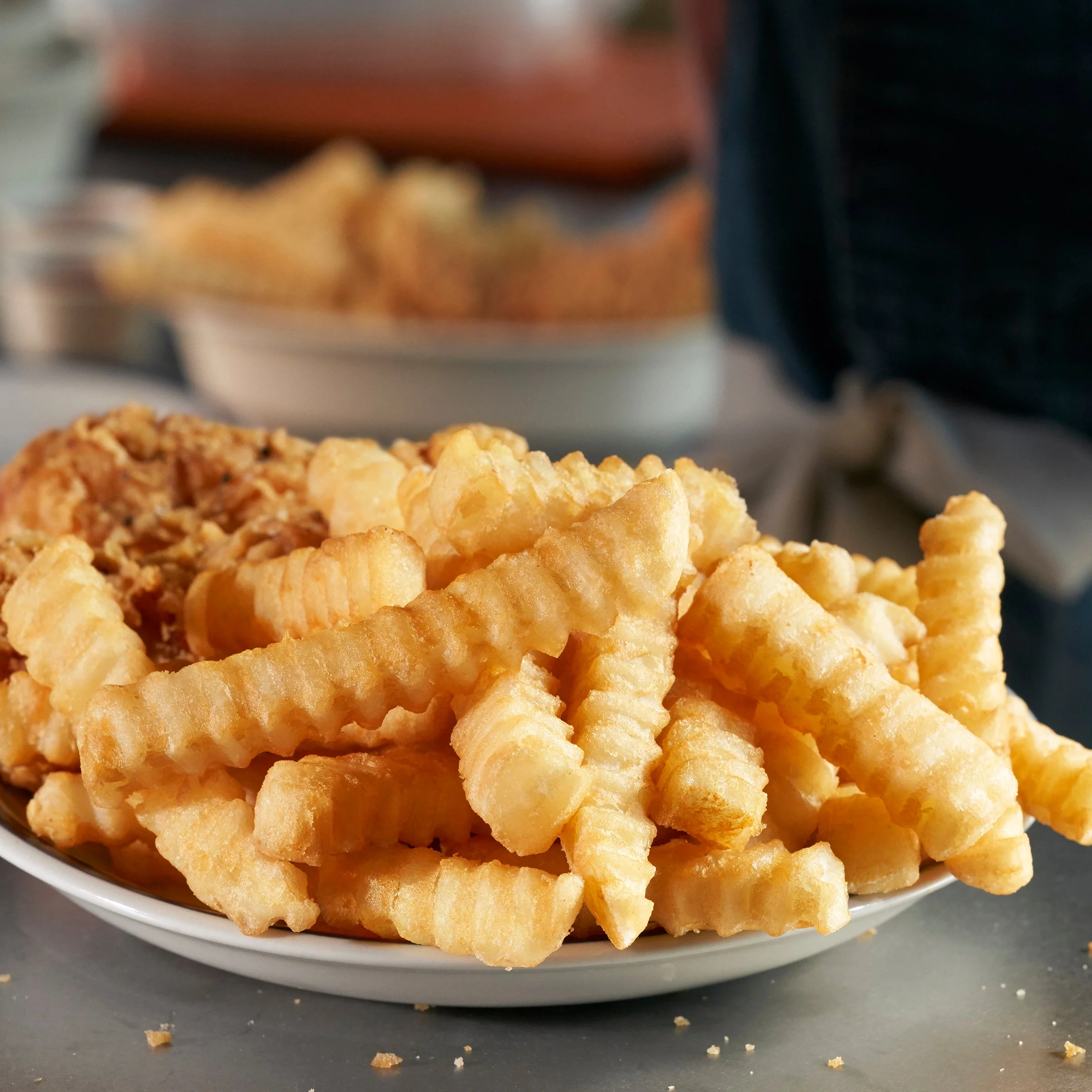 Crispycoat Fries 2 Inch  Concertinas Crispy On Delivery Fries Frozen French Fried Potatoes 5 Pound Each - 6 Per Case.