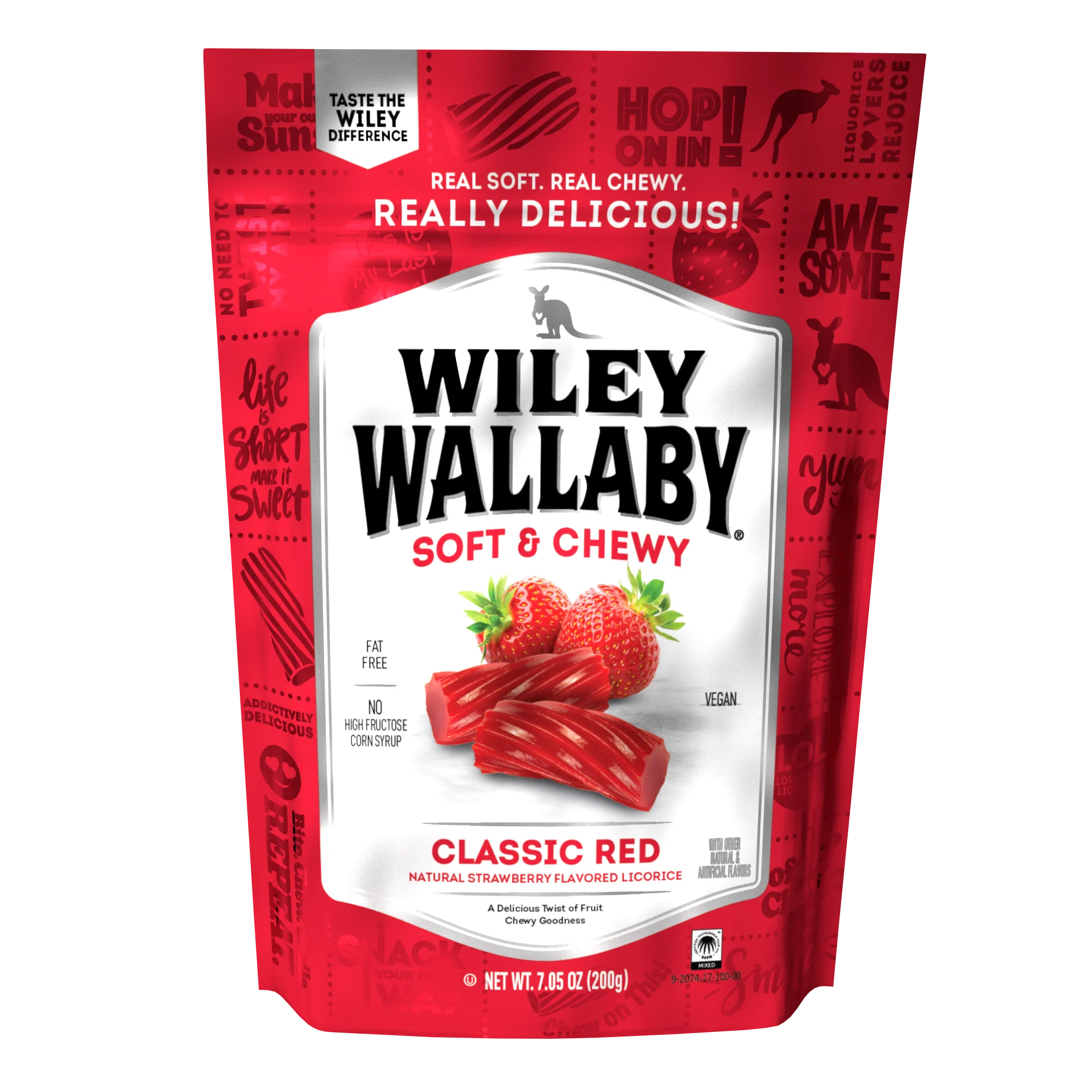 Wiley Wallaby Red Aussie Licorice 7.05 Ounce Size - 12 Per Case.