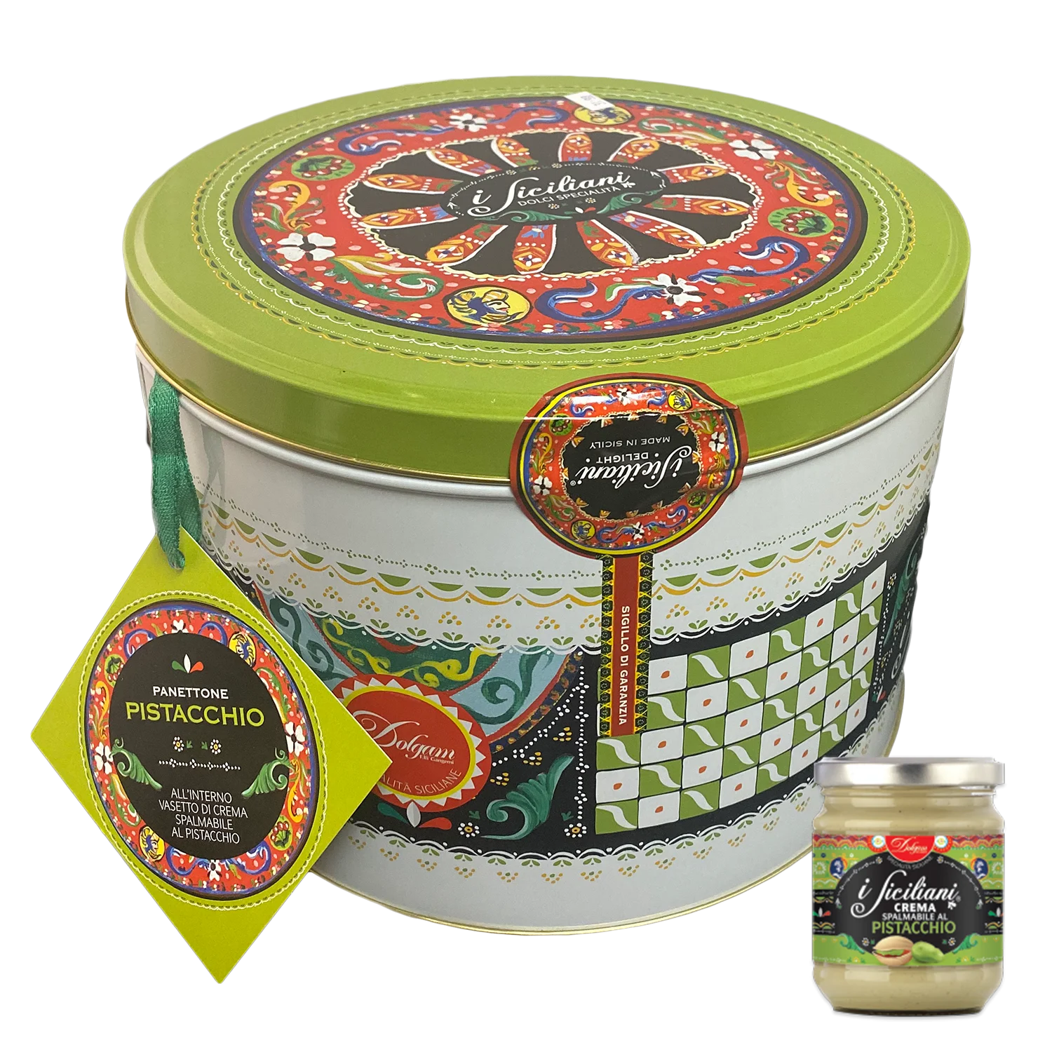 Dolgam Pistachio Panettone Gift TIN, with Pistachio Cream, 28oz - 800g