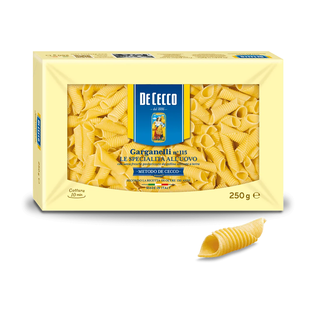 De Cecco Garganelli No. 115 with egg, 8.8 oz | 250 g