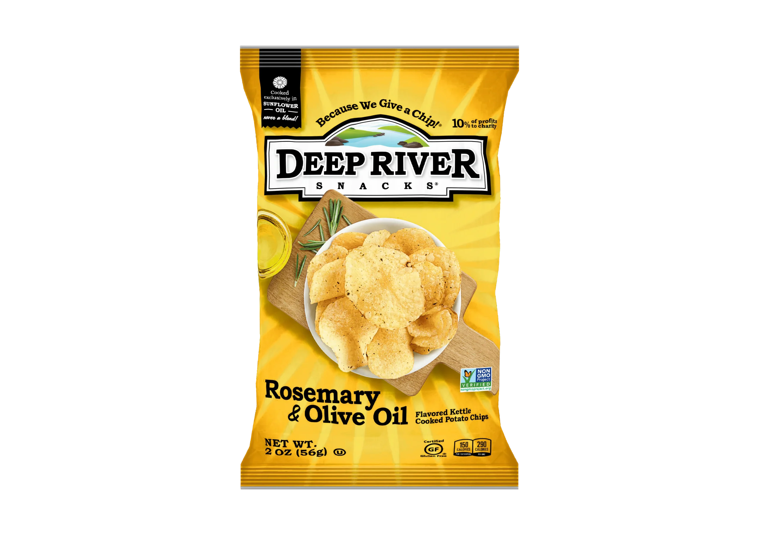Deep River Snacks Kettle Potato Chip Rosemary Olive Oil 2 Ounce Size - 24 Per Case.