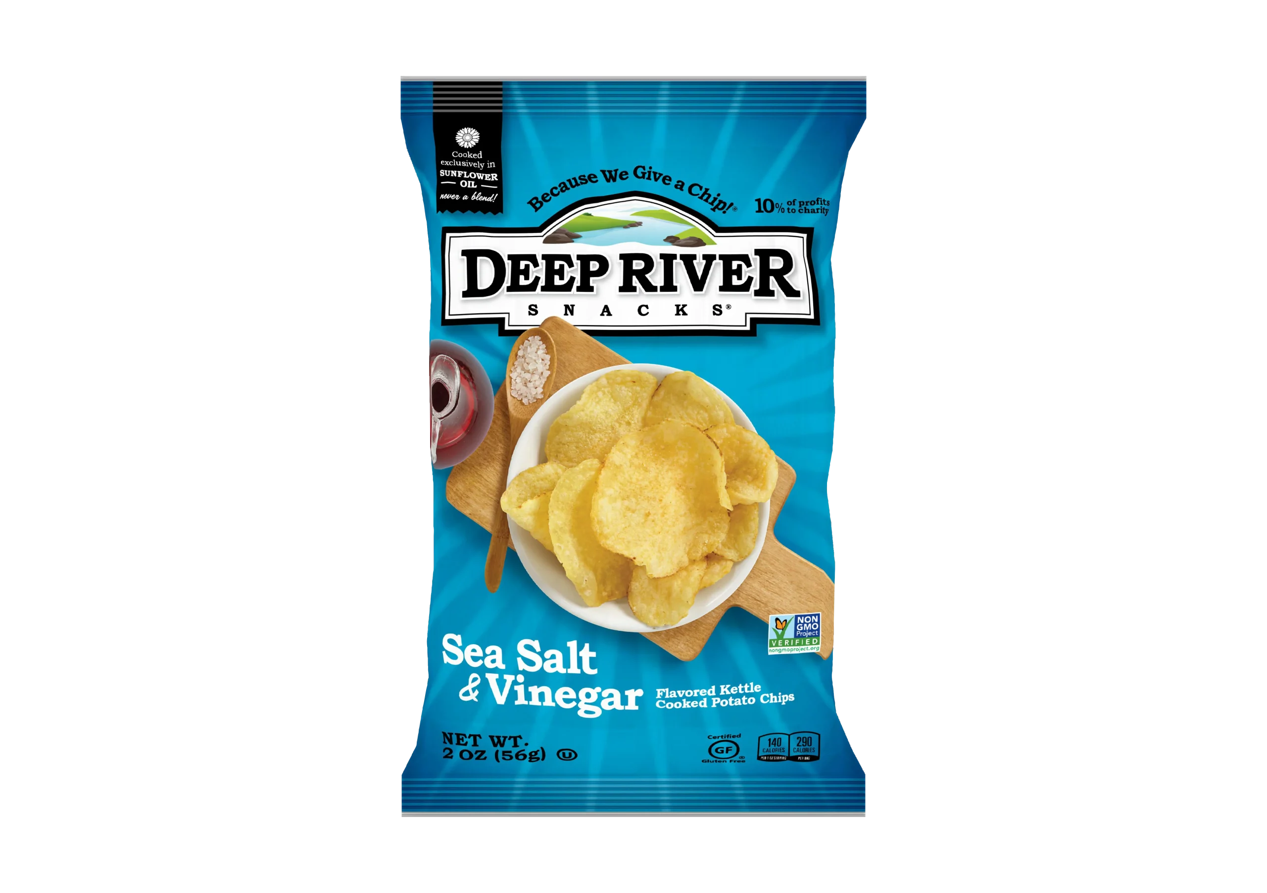 Deep River Snacks Kettle Potato Chip Salt & vinegar 2 Ounce Size - 24 Per Case.