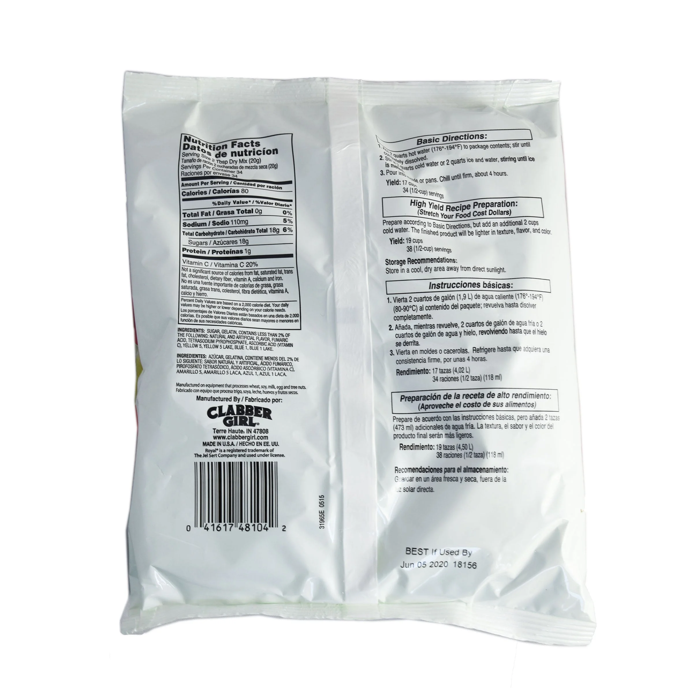 Royal Lime Gelatin Mix 24 Ounce Size - 12 Per Case.