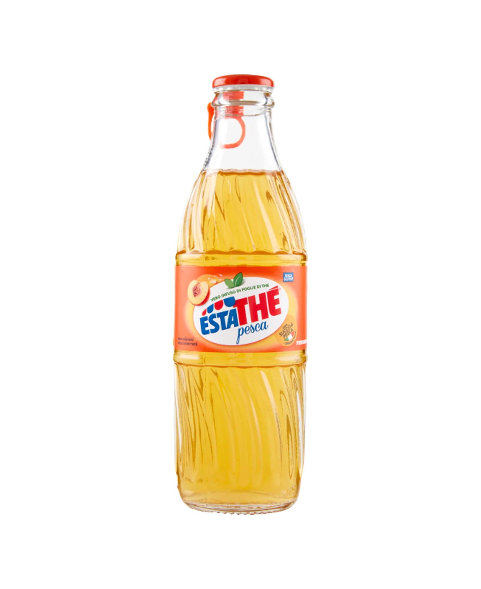Estathé Peach (Pesca) – Italian Iced Tea in Glass Bottle, 250 ml