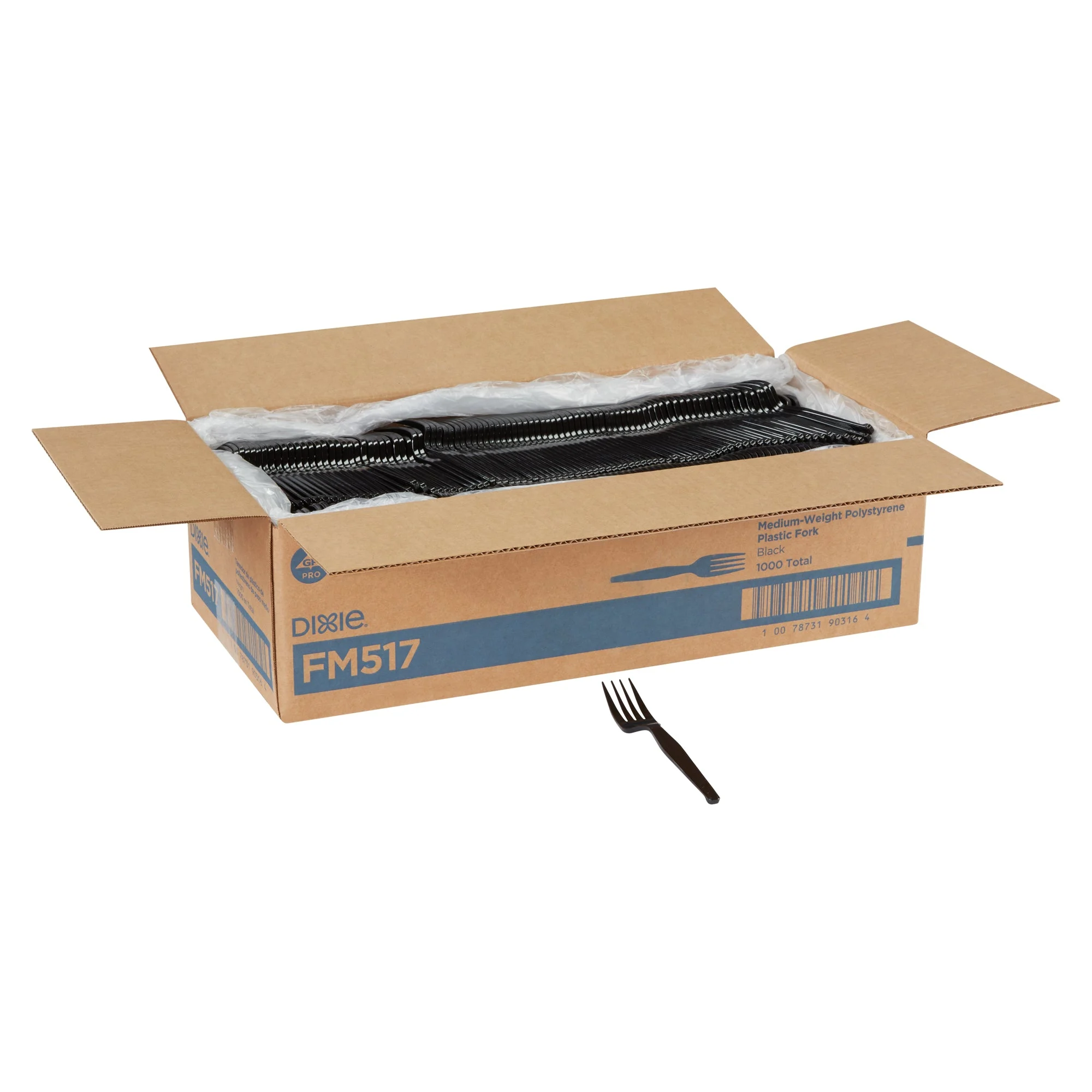 Dixie(R) Medium-Weight Polystyrene Disposable Plastic Forks By Gp Pro (Georgia-Pacific) Black 1 00