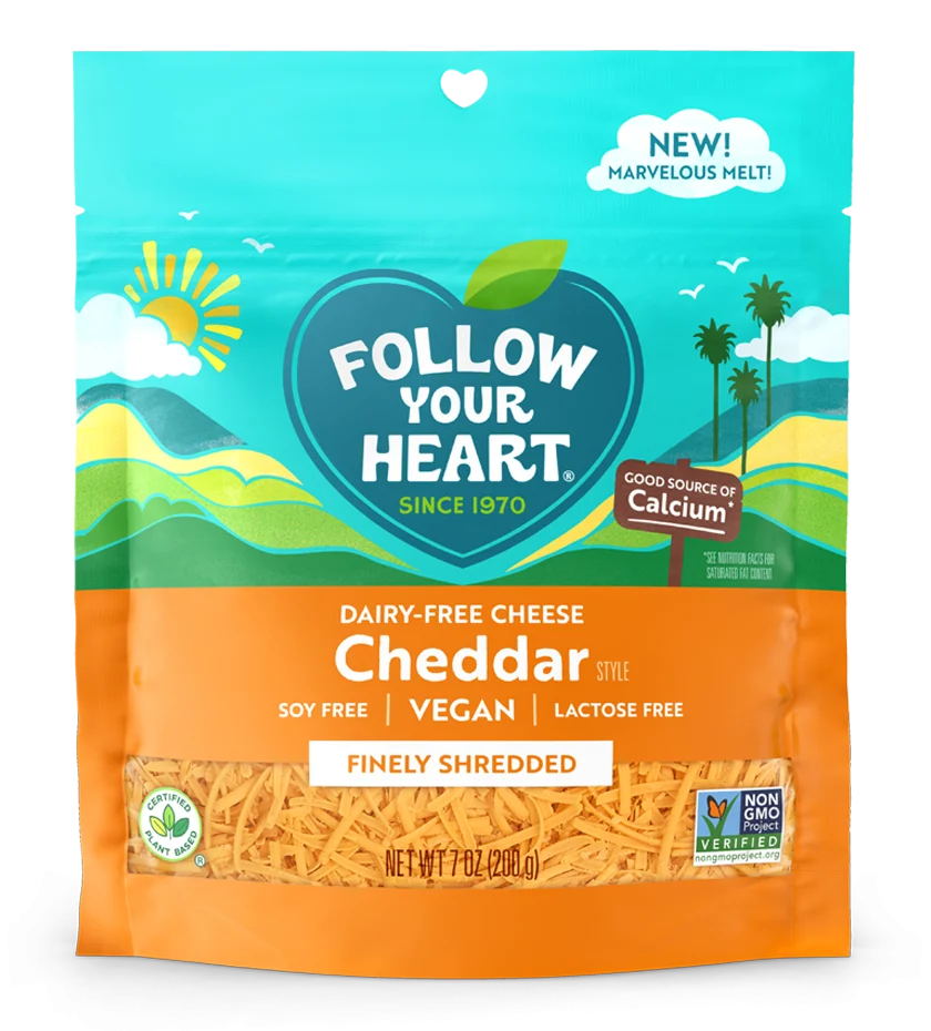 Dairy Free Cheese Cheddar Style Finely Shredded 7 Ounce Size - 8 Per Case.