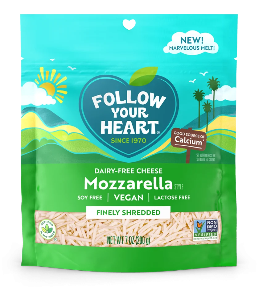 Dairy Free Cheese Mozzarella Style Finely Shredded 7 Ounce Size - 8 Per Case.