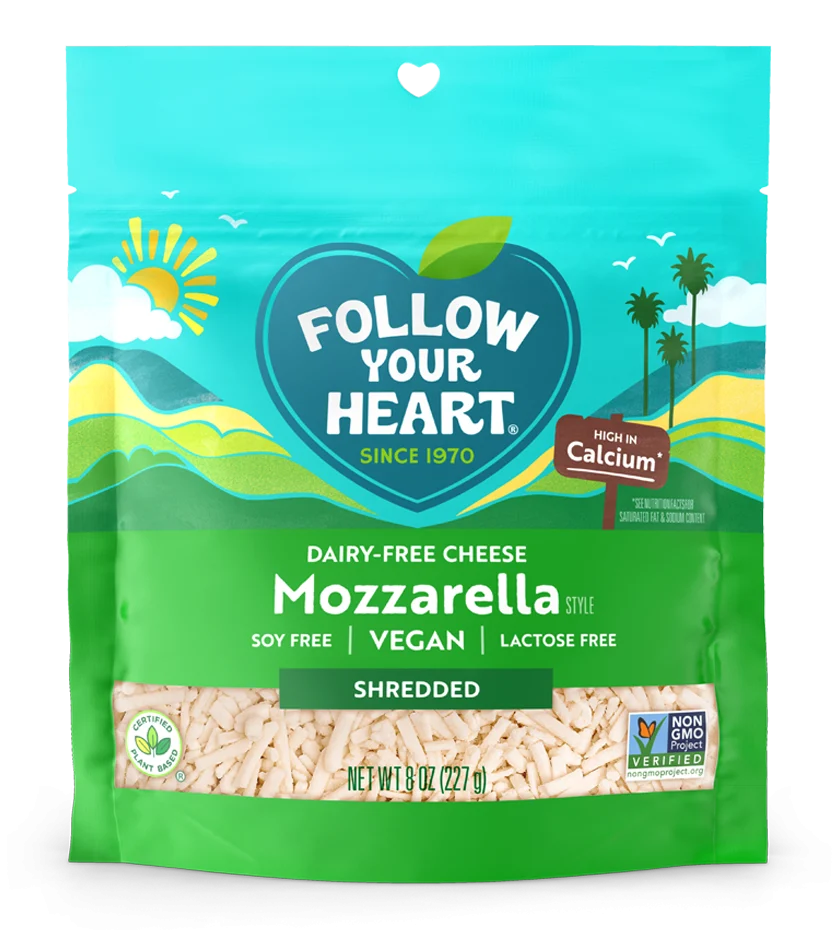Dairy Free Mozzarella Shreds Vegan Cheese 8 Ounce Size - 8 Per Case.