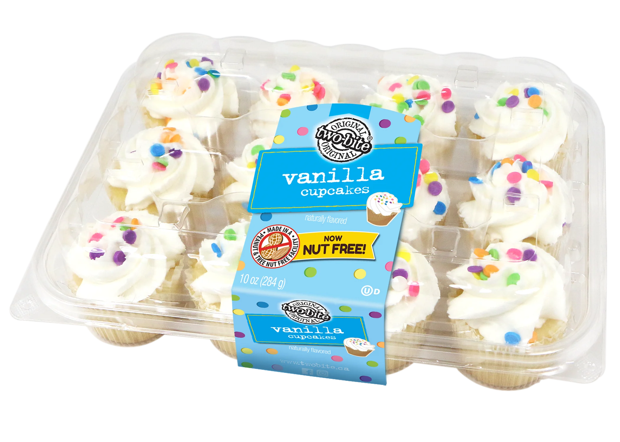 Two Bite Vanilla Cupcakes Everyday 10 Ounce Size - 12 Per Case.