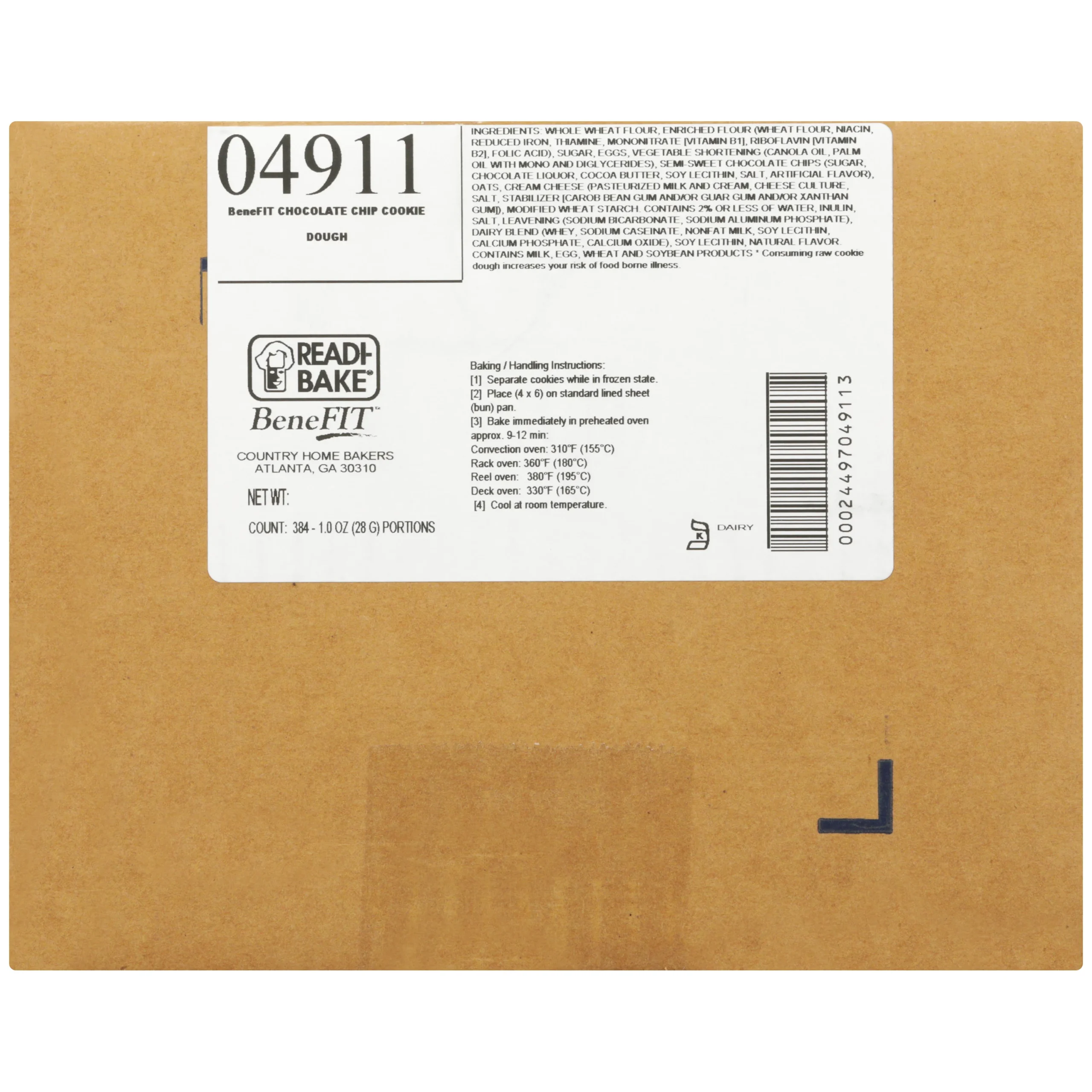 Reduced Fat%wg Chocchp Cookie Dough 1 Ounce Size - 384 Per Case.
