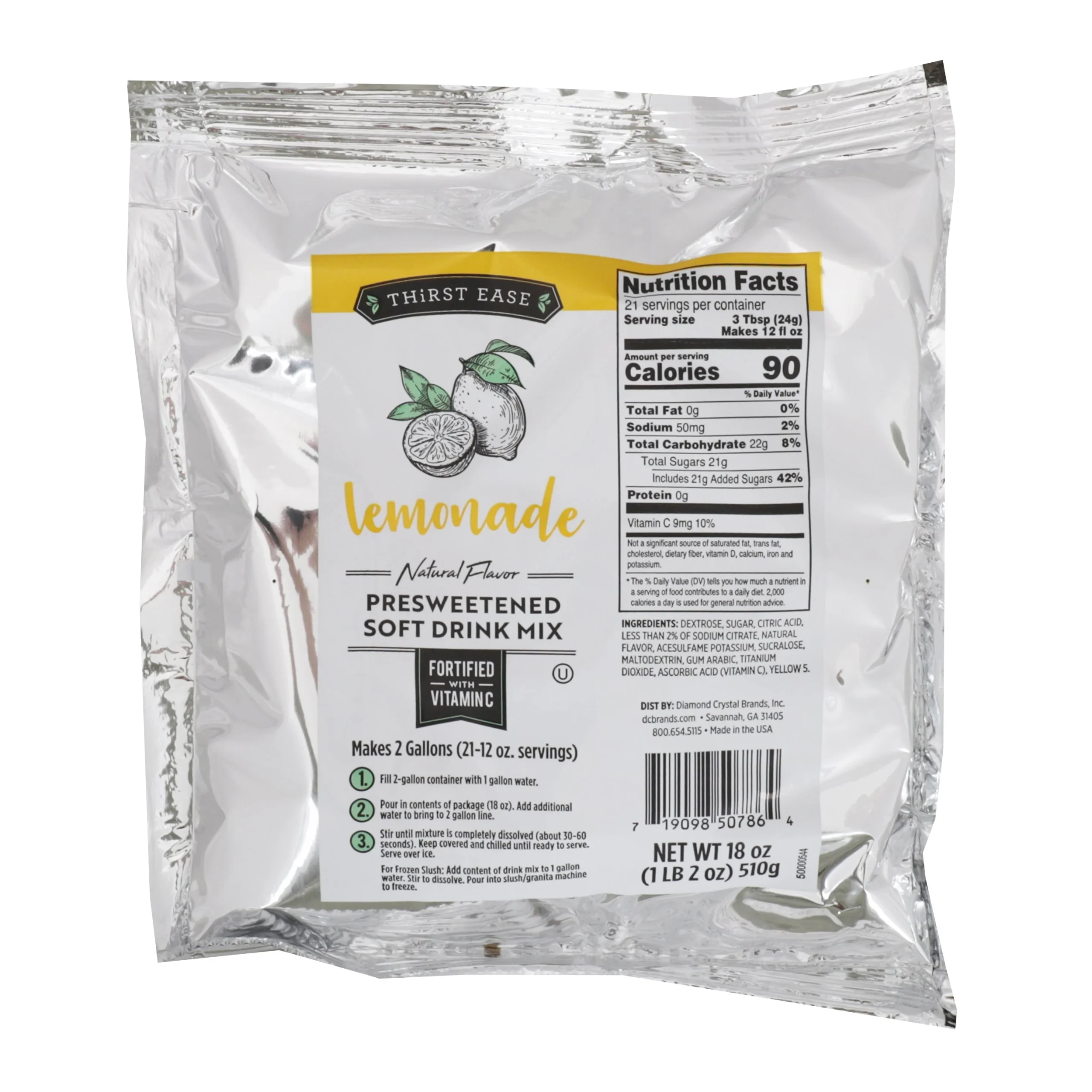 Thirst Ease Drink Mix Lemonade 18 Ounce Size - 12 Per Case.
