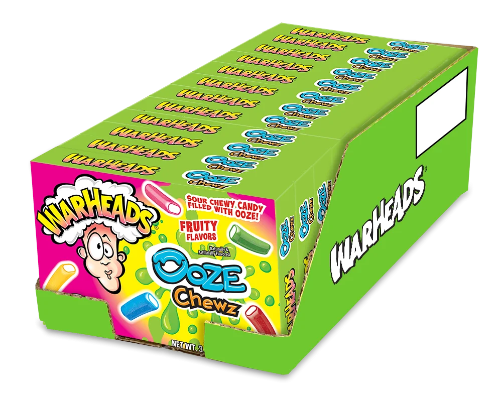 Warheads Ooze Chews Theater Box Drc 3.5 Ounce Size - 12 Per Case.
