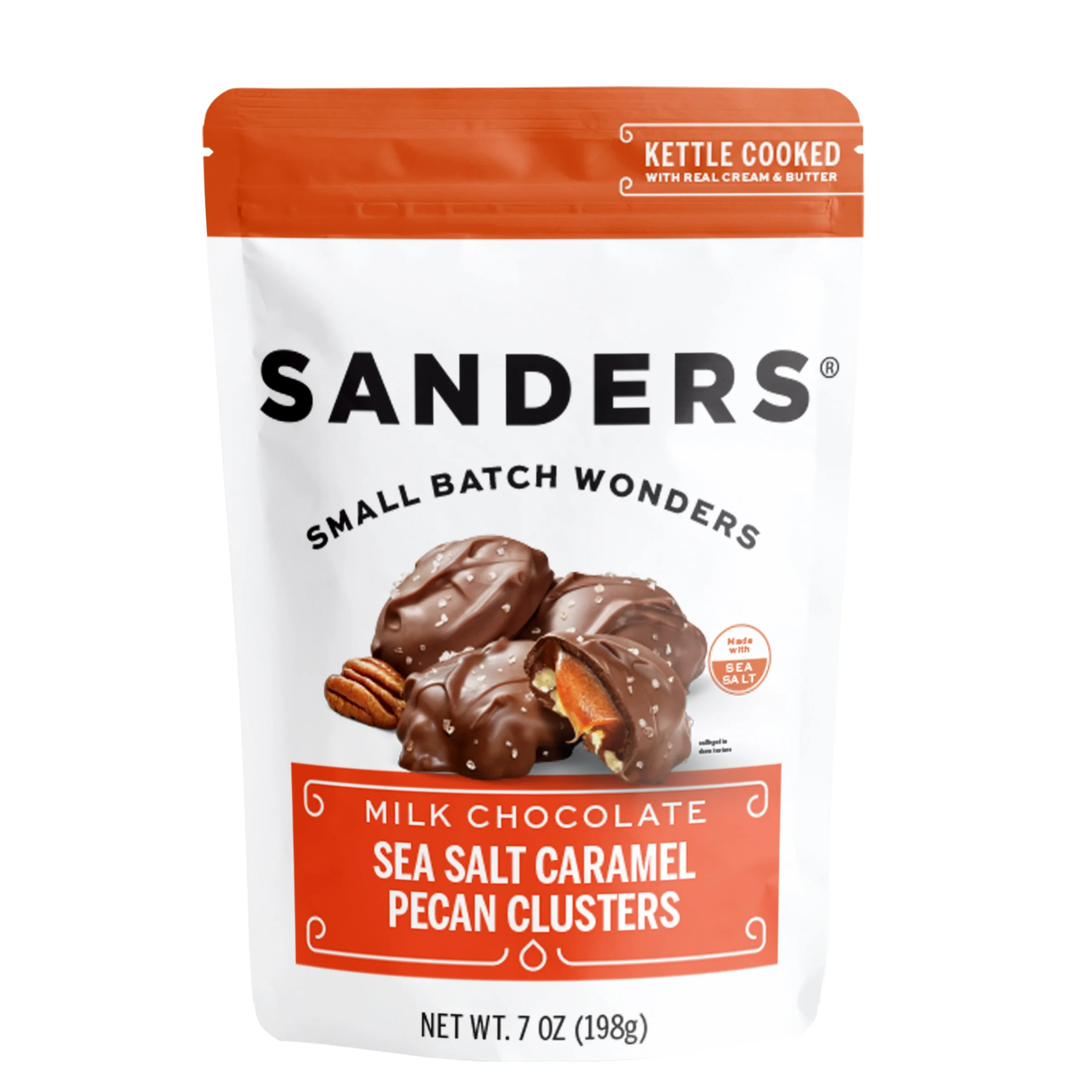 Sanders Milk Chocolate Pecan Caramel Cluster 7 Ounce Size - 6 Per Case.