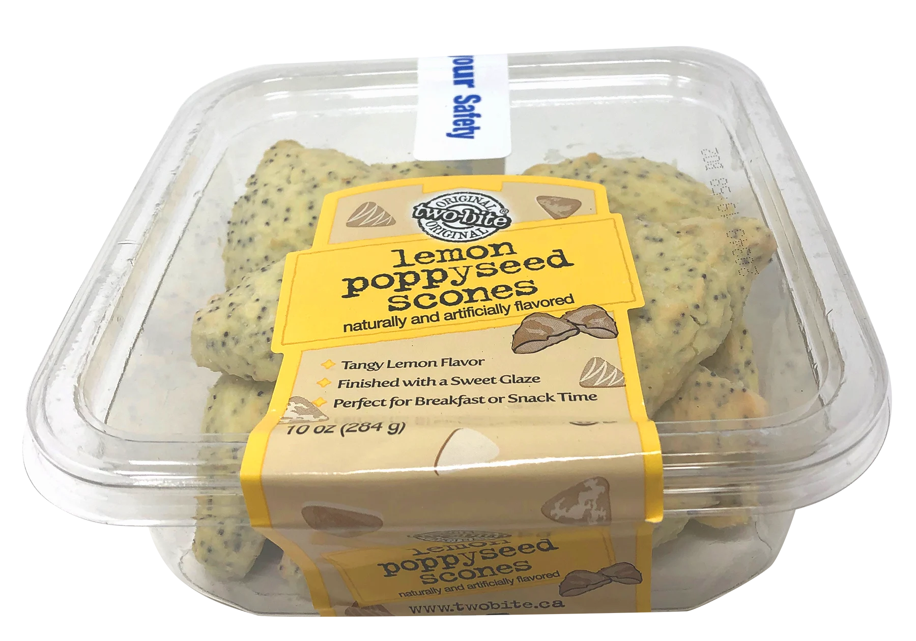 Two Bite Lemon Poppyseed Scones 10 Ounce Size - 24 Per Case.