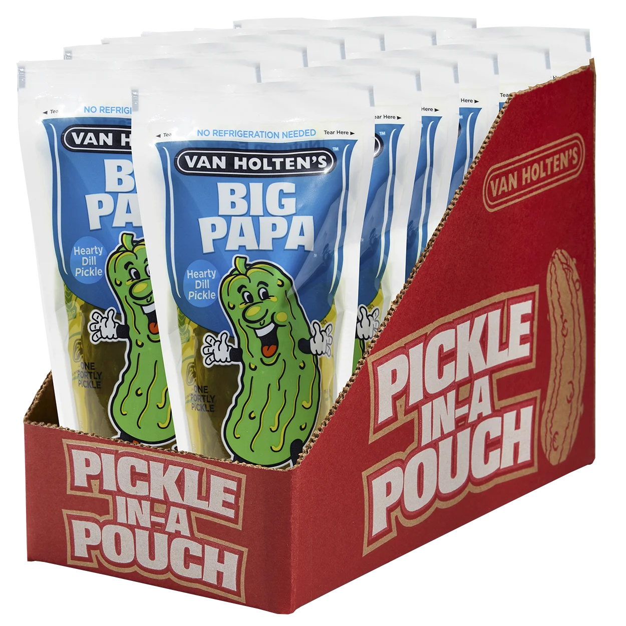 Van Holten's Big Papa Dill Pickle Individually Packed In A Pouch, 1 Each - 12 Per Case.
