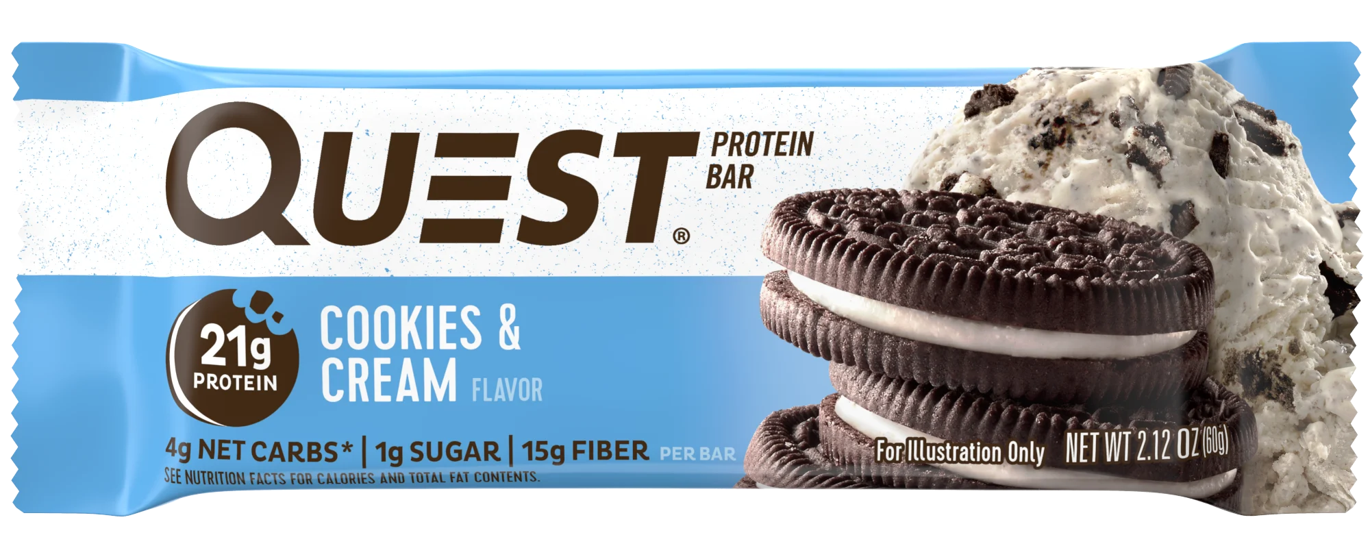 Quest Bar Cookies And Cream 2.12 Ounce Size - 144 Per Case.