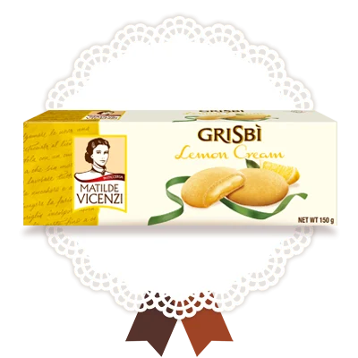 Vicenzi Grisbi Lemon Cream Cookies, 5.29 oz | 150g