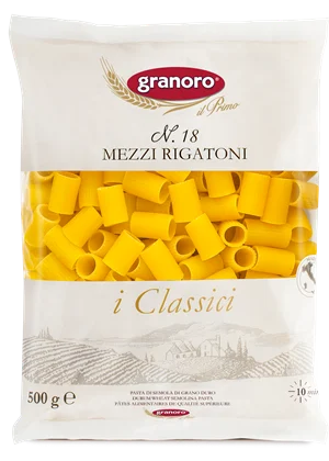 Granoro Mezzi Rigatoni Pasta No. 18 – 16 oz (1 lb / 454g)