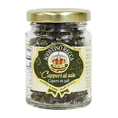 Agostino Recca Capers in Salt – 2.3 oz (65g) Jar