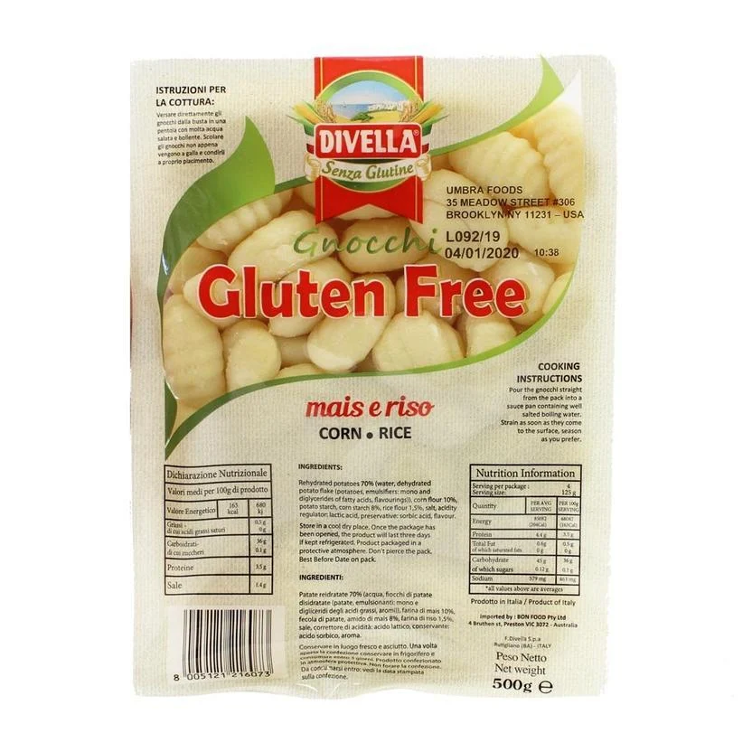 Divella Gluten Free Corn & Rice Gnocchi, 17.6 oz | 500 g
