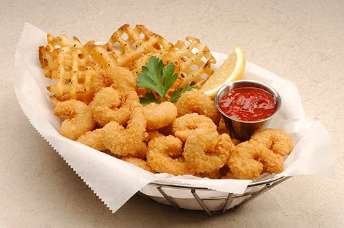 Tampa Maid Signature Breaded Tail On Basket Style Shrimp 8 Ounce Size - 12 Per Case.