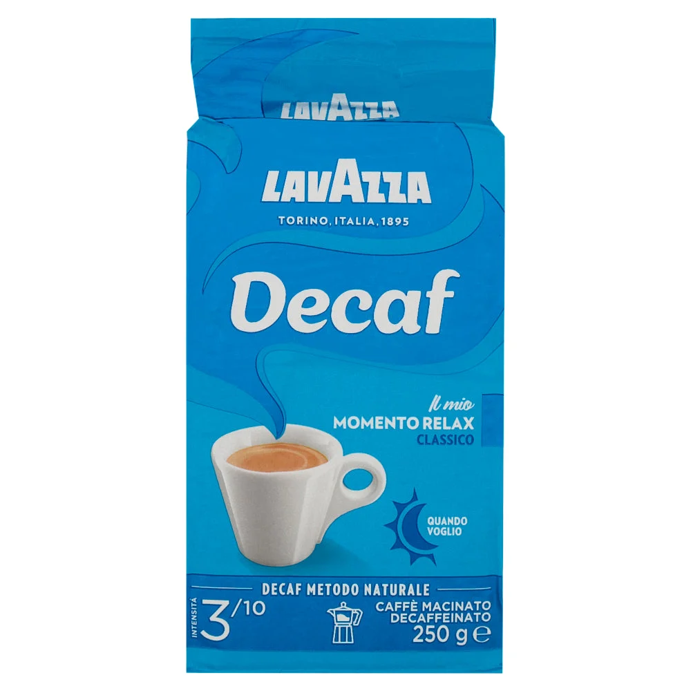 Lavazza Dek Decaffeinated Ground Coffee – 8.8 oz (250g) | Intensity 3/10