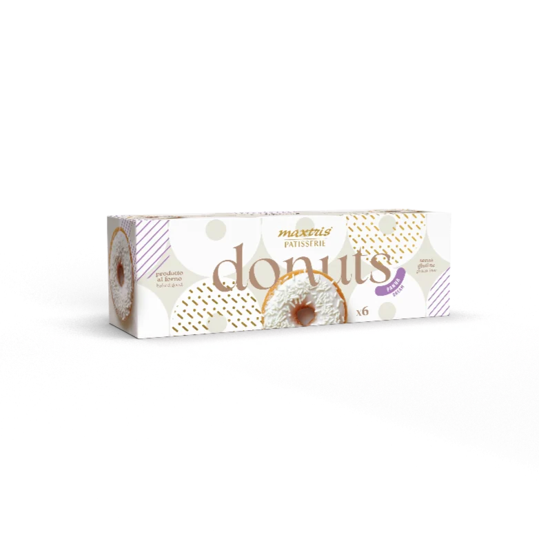 Maxtris Donuts Panna – Cream-Glazed Mini Donuts, Gluten Free, (210g, 6-Pack)