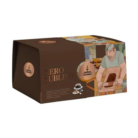 Fiasconaro Panettone Topped With Strawberry Jam and Chocolate Coating, Nero Sublime