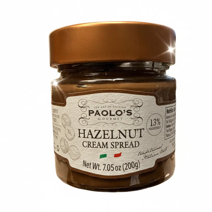 Paolo's Hazelnut Cream Spread, 13% Hazelnut, Product of Italy, 7.0 oz | 200g
