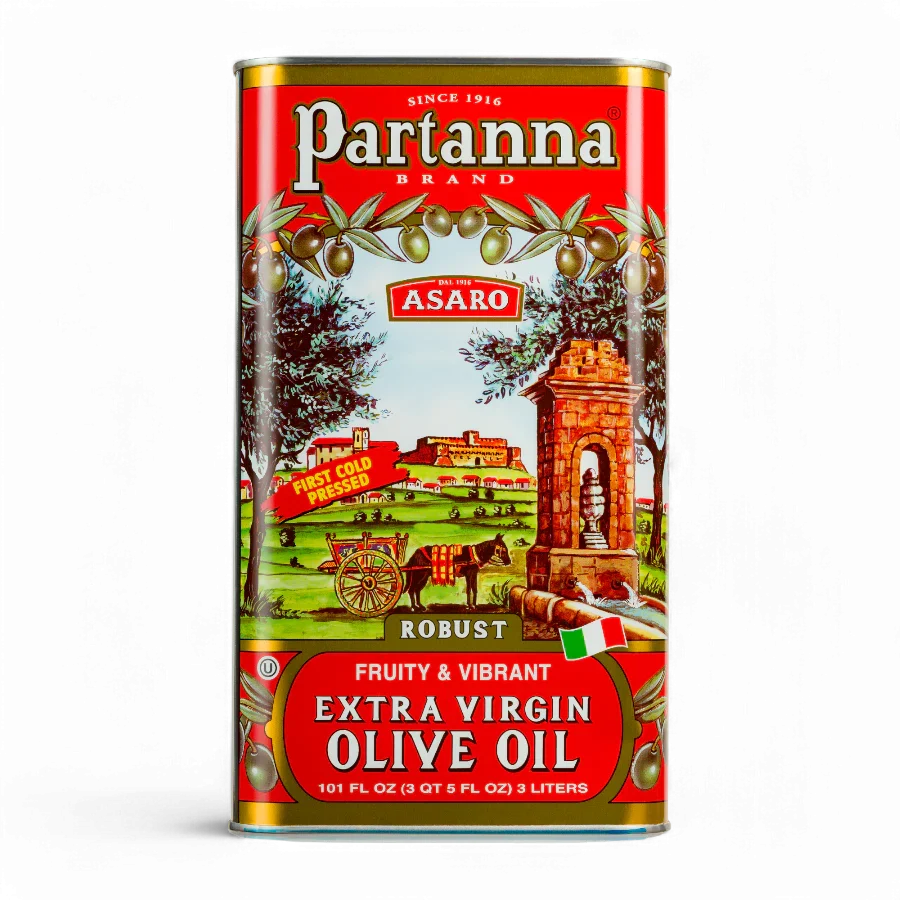 Partanna Sicilian Robust Extra Virgin Olive Oil Tin, 100% Sicilian Olives, 101 oz | 3 Liter