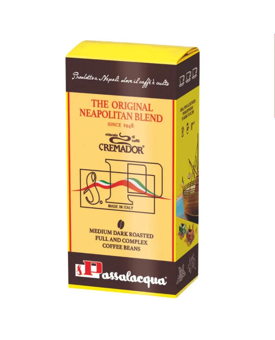 Passalacqua Cremador Whole Bean Coffee, 70% Arabica / 30% Robusta, 1kg | 2.2 lbs | Product of Italy
