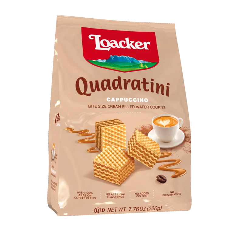 Loacker Quadratini Bite Size Wafers, Cappuccino, 8.82 oz | 250g