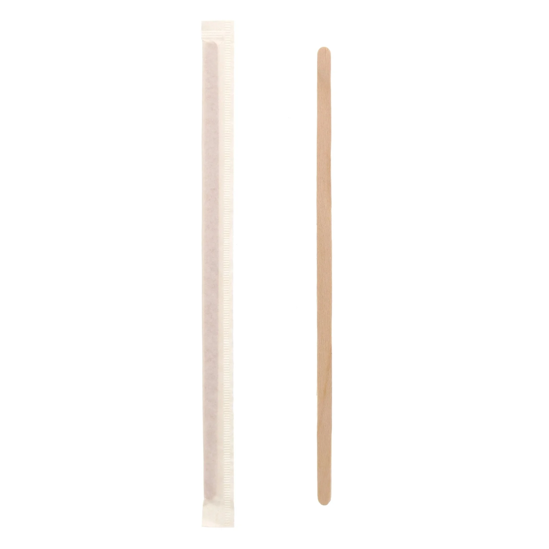 7 1/2" Individually Wrapped Wood Coffee Stirrers Pkd 10/500