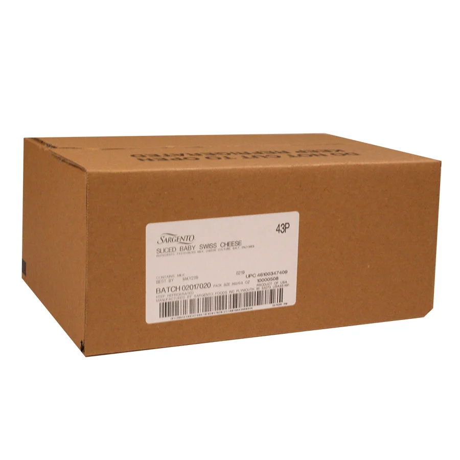 Sargento 5 Inch Sliced Baby Swiss Cheese 20 Ounce Size - 9 Per Case.