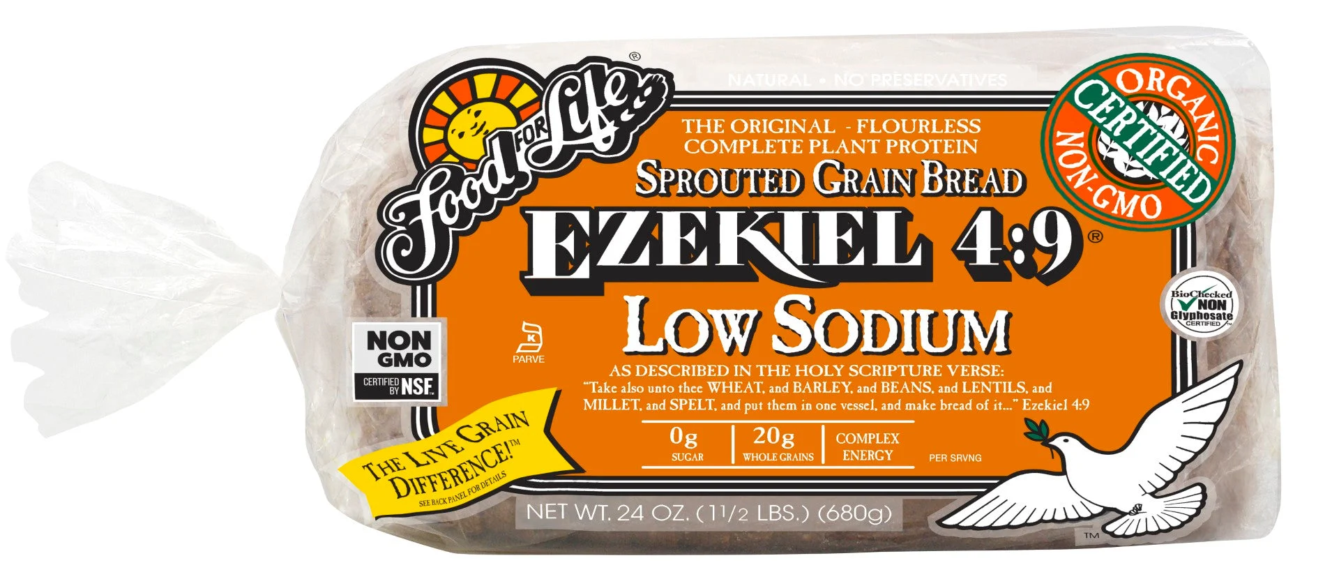 Food For Life Organic Ezekiel : Low Sodiumsprouted Whole Grain Bread 24 Ounce Size - 6